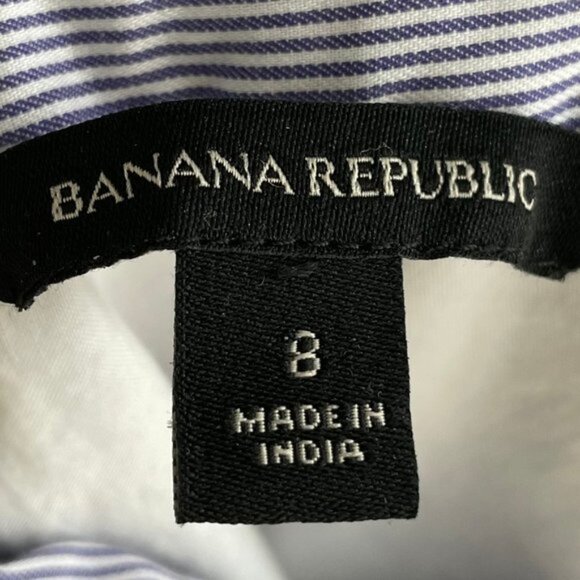 Banana Republic Sleeveless Lined Striped Cotton Midi Dress Purple White Sz 8 - Picture 11 of 12